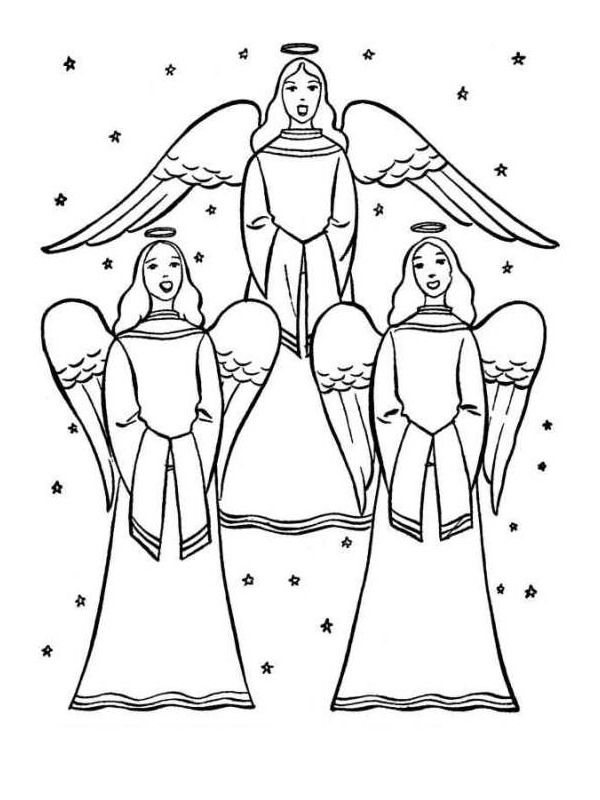 Christmas angels Colouring page