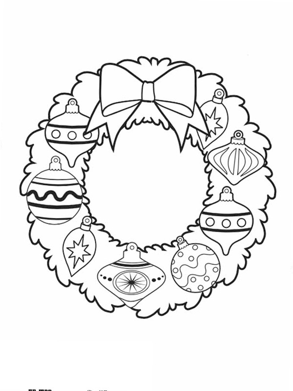 Christmas wreath Colouring page
