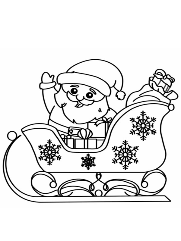 Santa on a sleigh Colouring page
