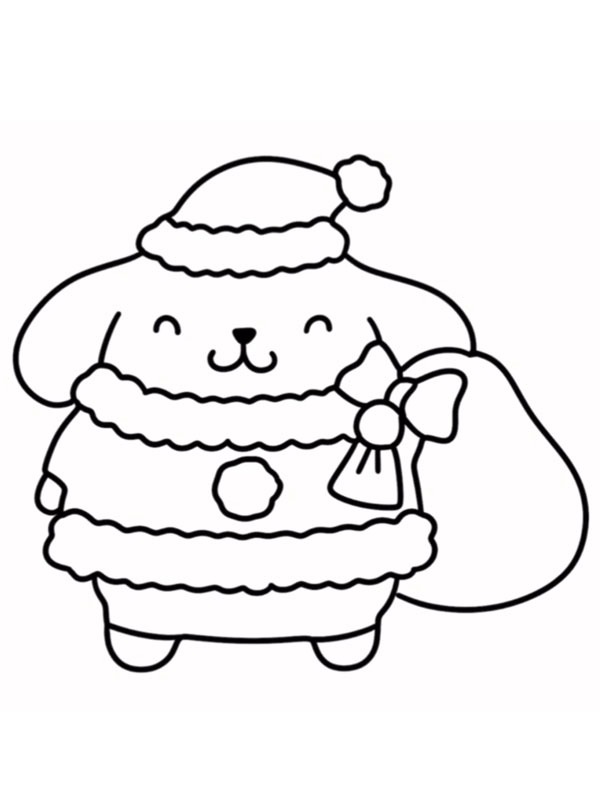 Christmas Pompompurin Colouring page