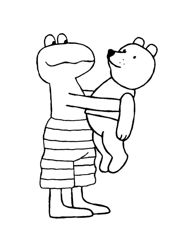 Frog and bear Colouring page