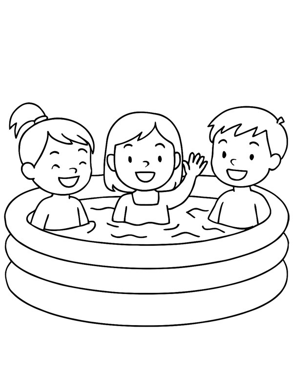 Children in an inflatable swimming pool Colouring page Children in an inflatable swimming pool Colouring page