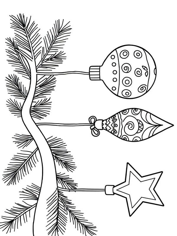 Traditional baubles Colouring page