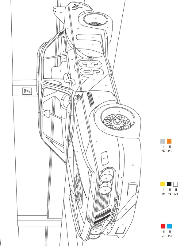 BMW Color on number Colouring page
