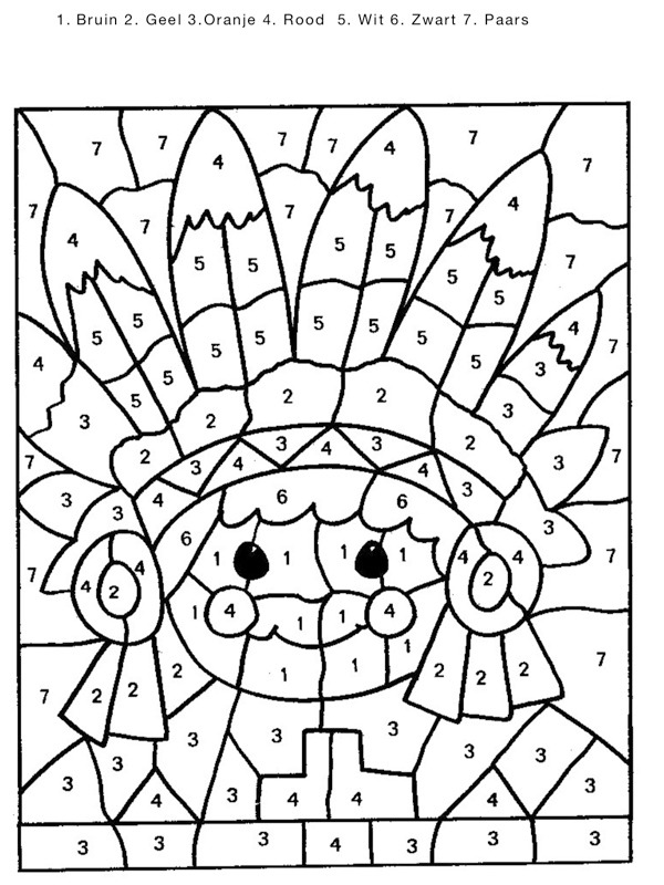 Color by number indian Colouring page