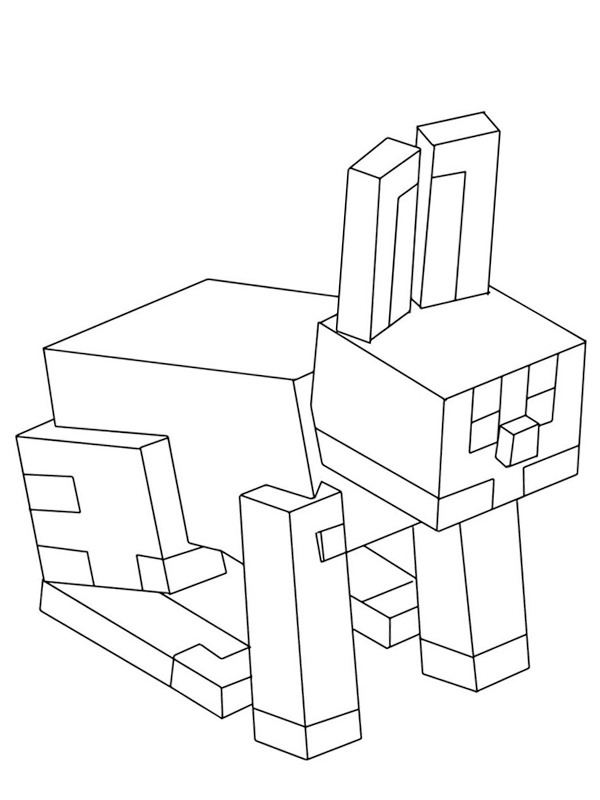 Rabbit minecraft Colouring page