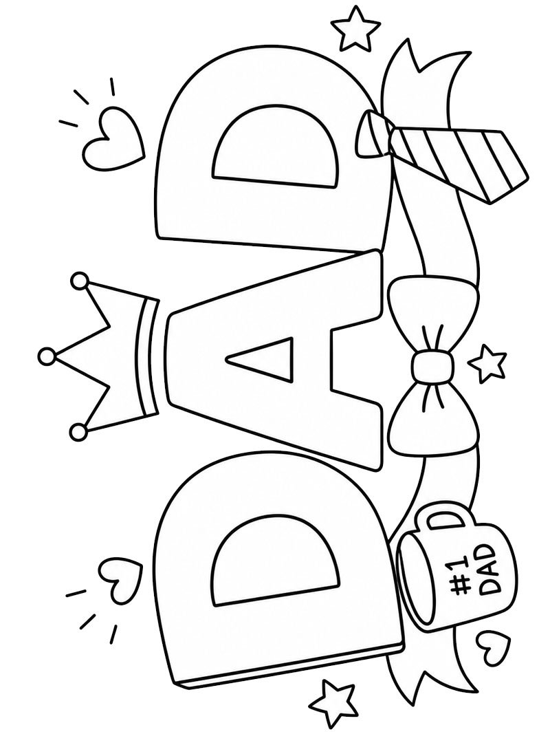 King Dad Colouring page