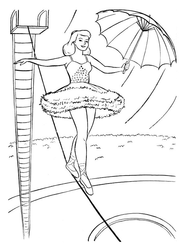 Tightrope walking Colouring page