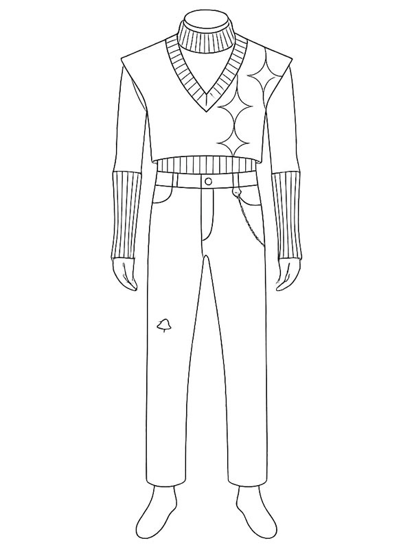 Mystery Saja costume Colouring page