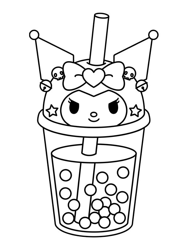 Kuromi Bubble tea Colouring page