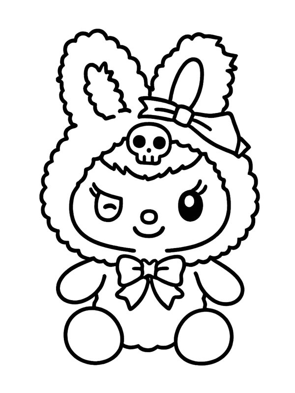 Kuromi Snow Bunny Colouring page