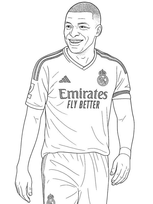 Kylian Mbapp&eacute; Colouring page