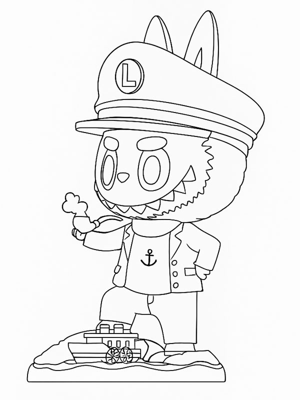 Labubu Captain Colouring page