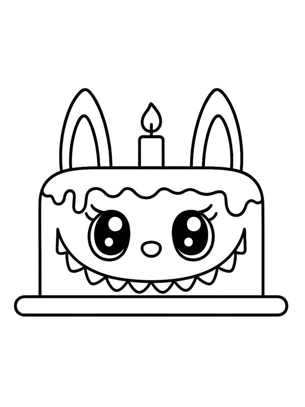 Labubu cake Colouring page