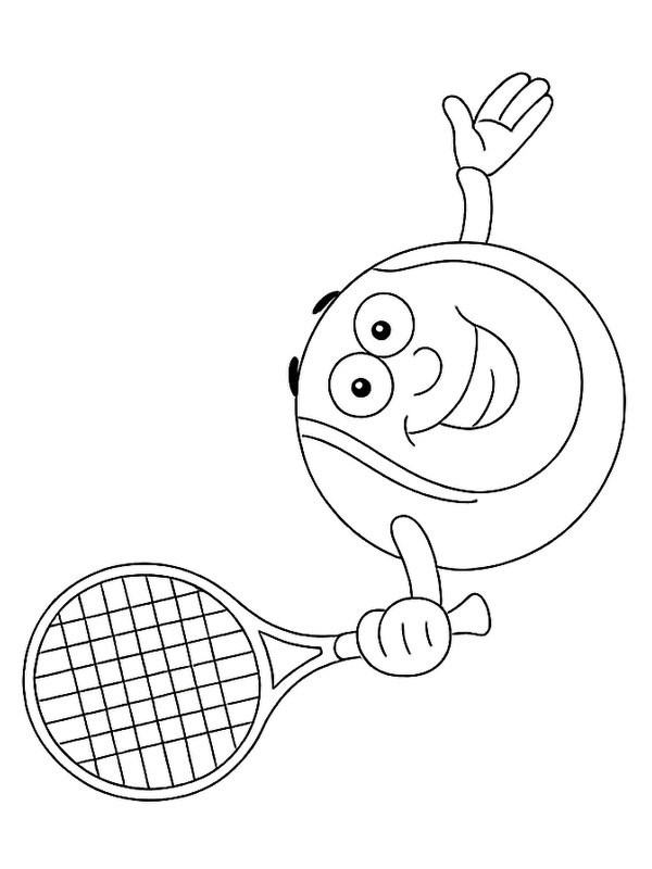 Smiling tennis ball Colouring page