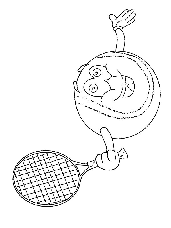 Smiling tennis ball Colouring page