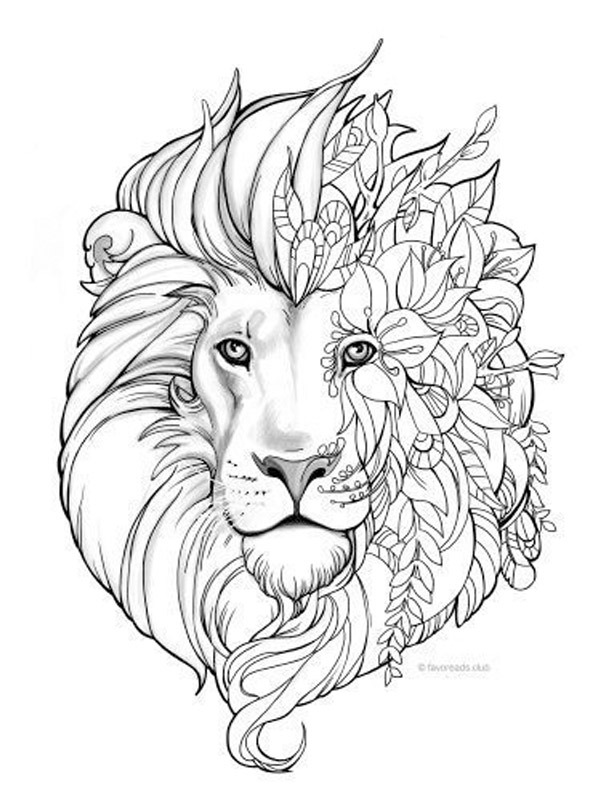 Lion Mandala tattoo Colouring page
