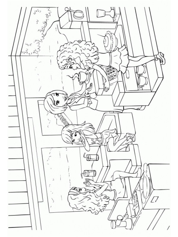 Lego Friends in the restaurant Colouring page