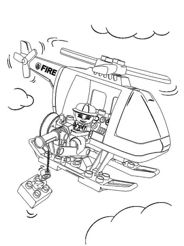 Lego helicopter Colouring page