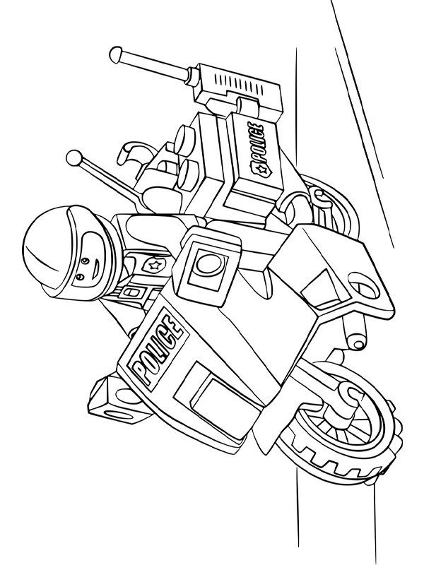 Lego police motorcycle Colouring page