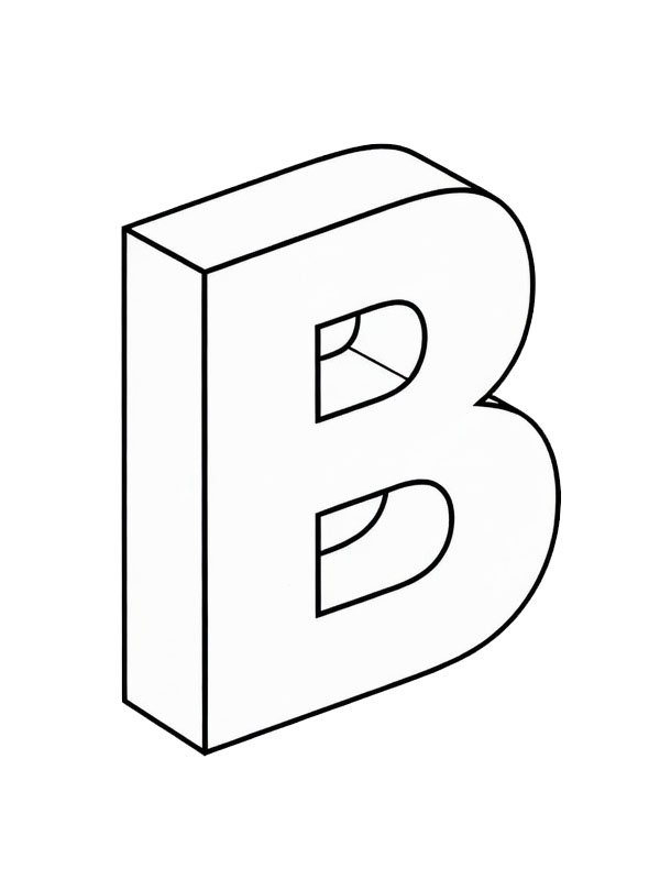 Letter B 3D Colouring page
