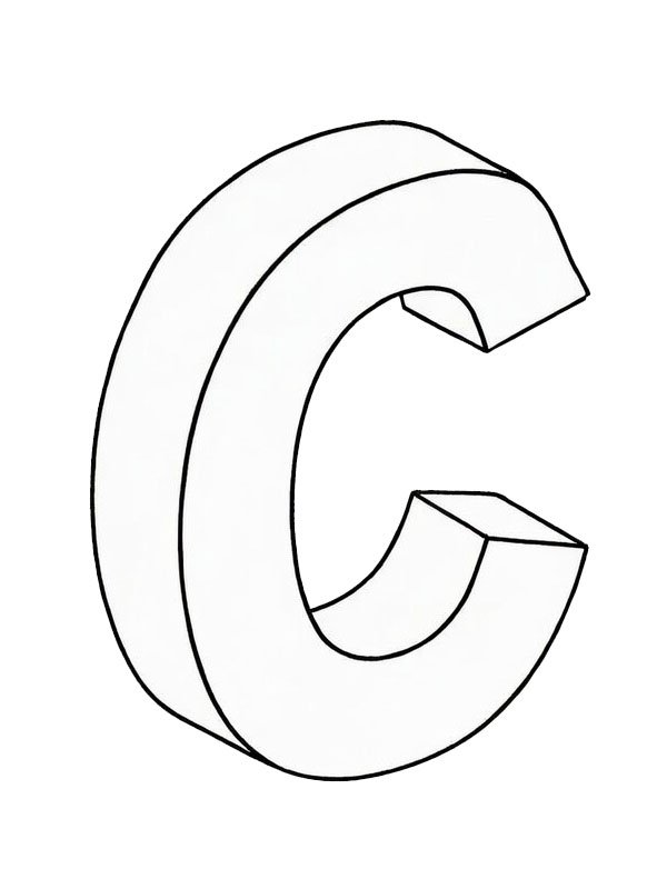 Letter C 3D Colouring page