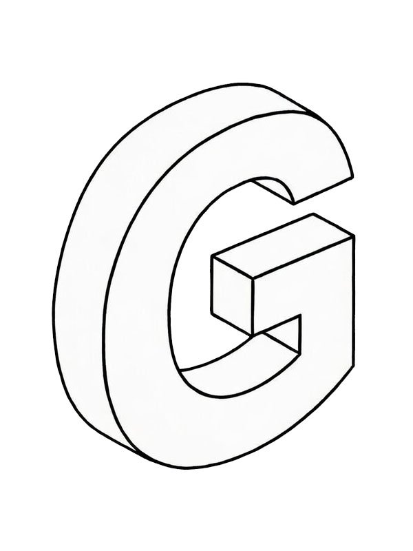 Letter G 3D Colouring page