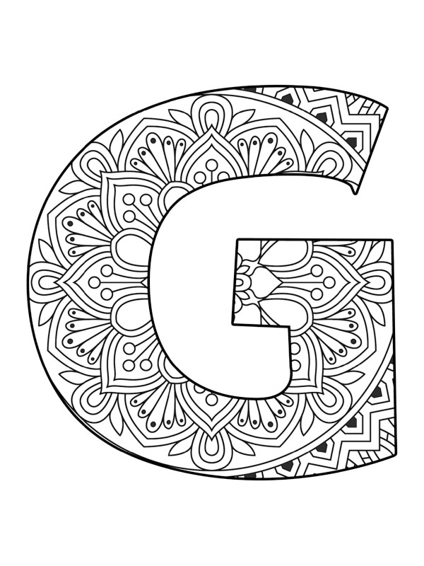 Letter G Mandala Colouring page