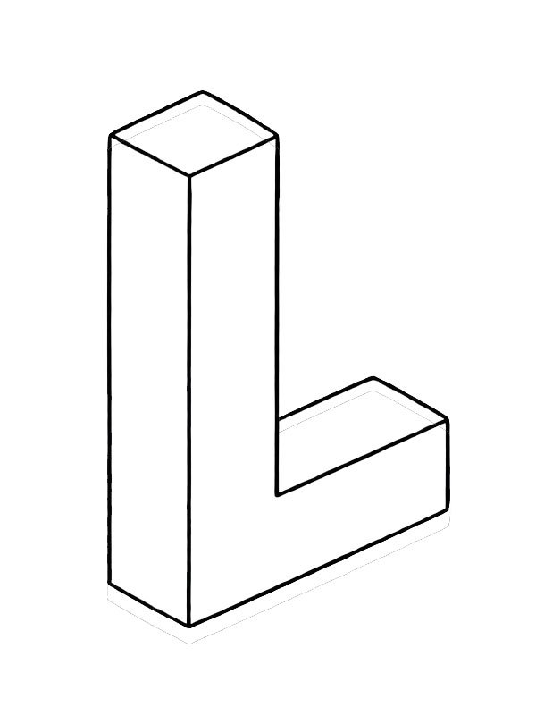Letter L 3D Colouring page
