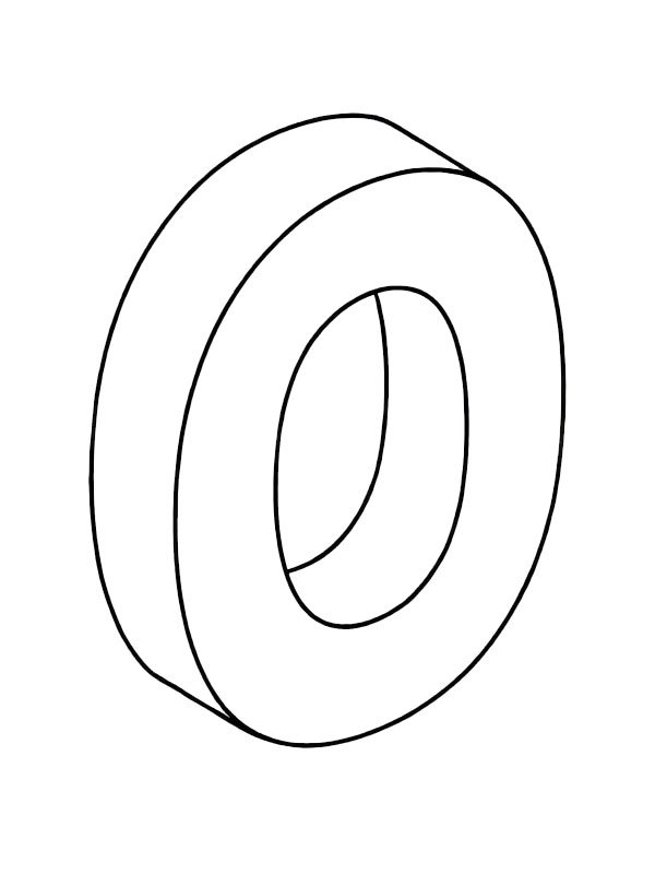 Letter O 3D Colouring page