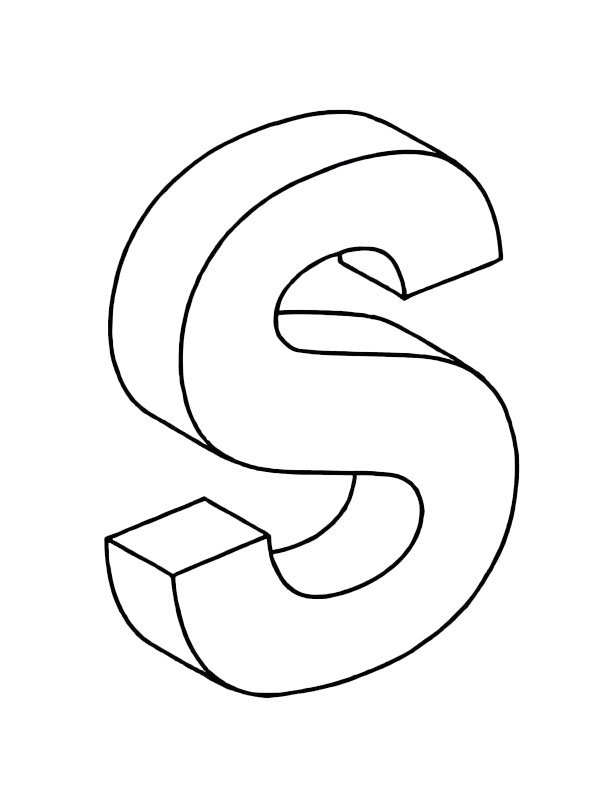 Letter S 3D Colouring page