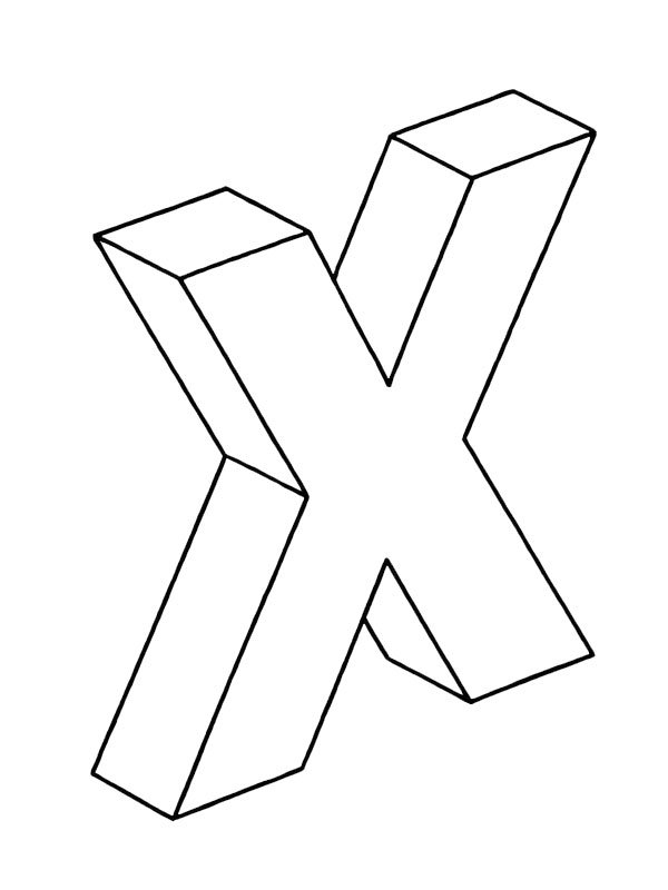 Letter X 3D Colouring page