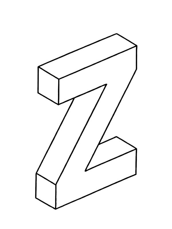 Letter Z 3D Colouring page