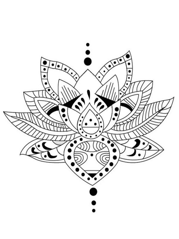 Lotus tattoo Colouring page