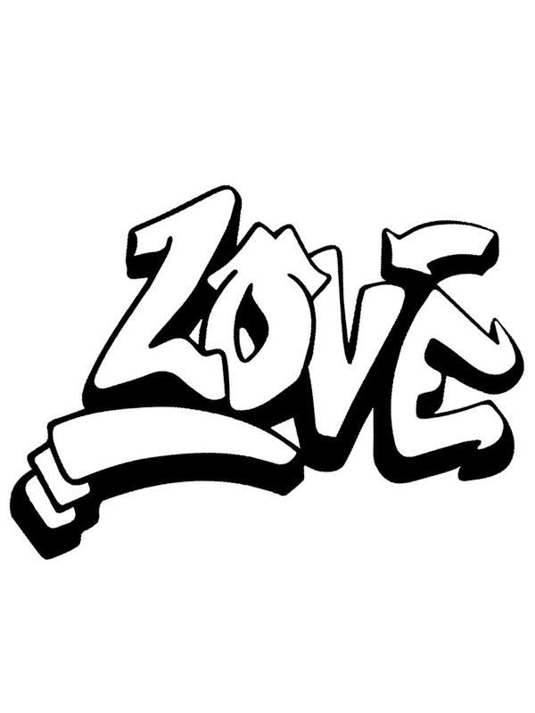 Love graffiti Colouring page