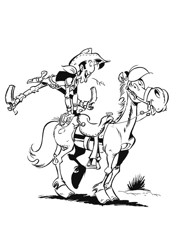 Lucky Luke and Jolly Jumper Colouring page
