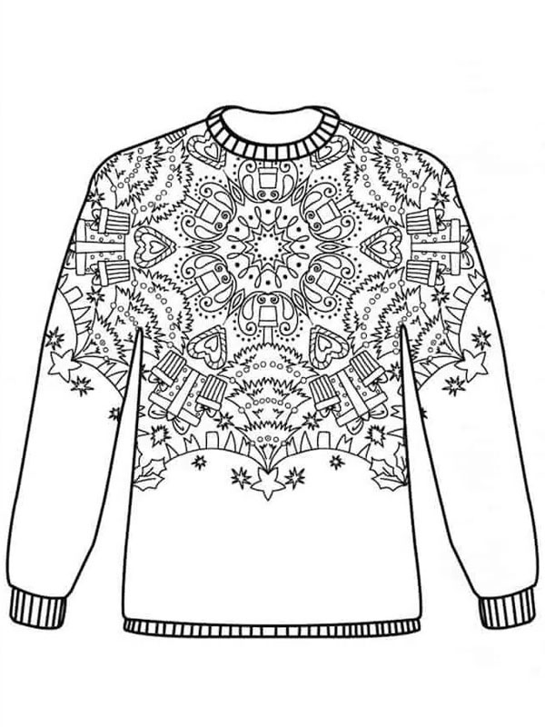 Mandala Christmas sweater Colouring page