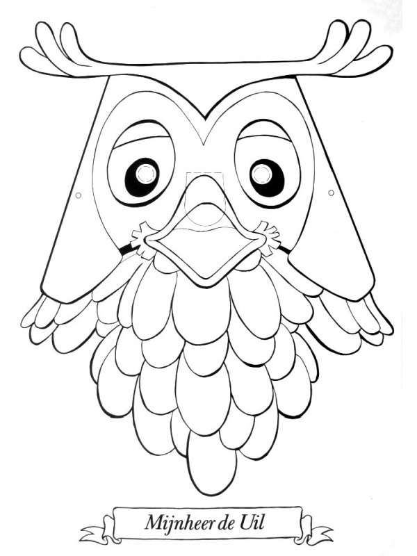 Mask Mr. Owl Colouring page