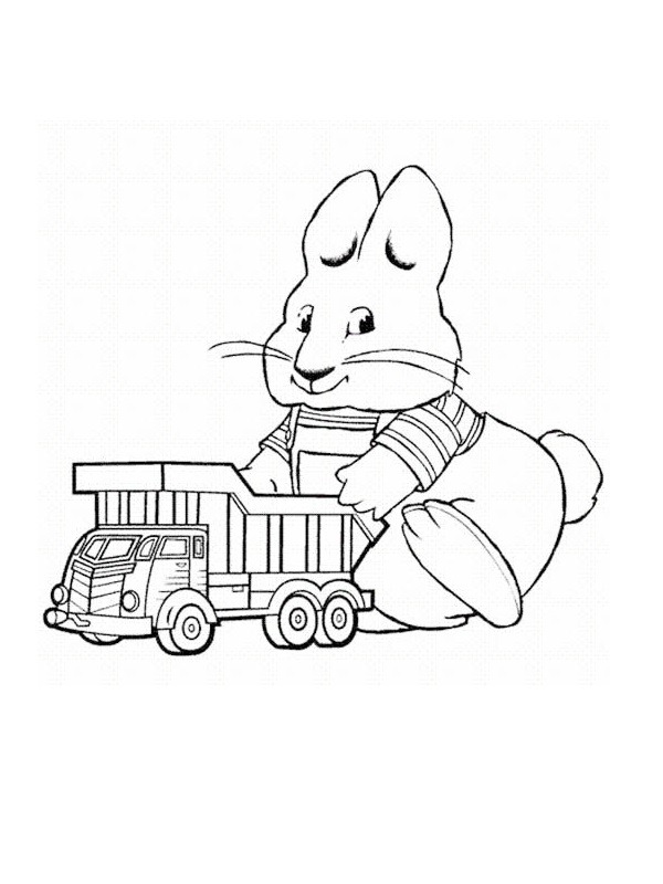 Max plays with a semi truck Colouring page