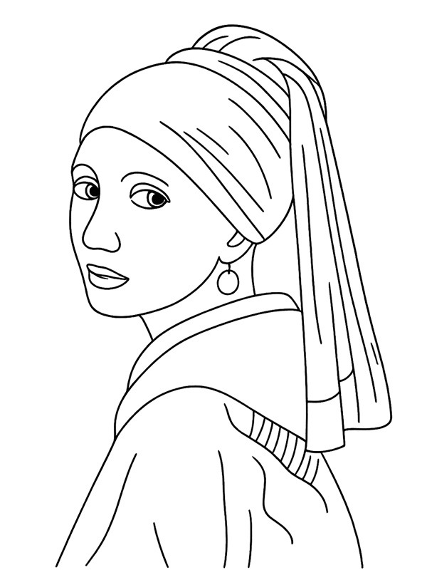 Girl with a Pearl Earring Colouring page