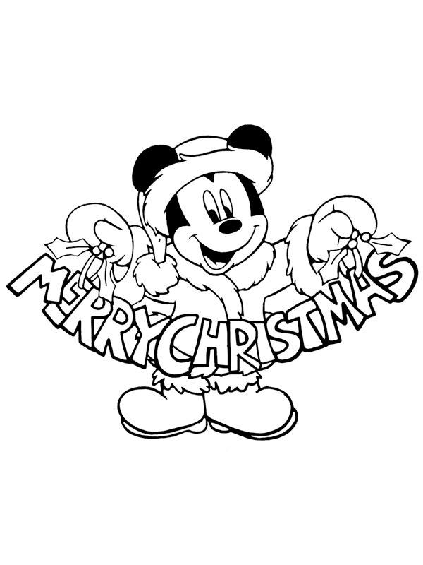 Merry christmas Mickey Mouse Colouring page