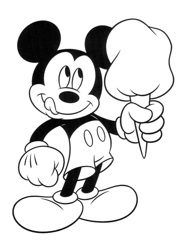 Mickey Mouse eat ice scream Colouring page