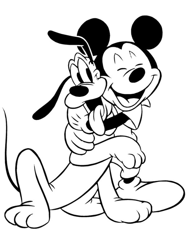 Mickey Mouse and Pluto Colouring page