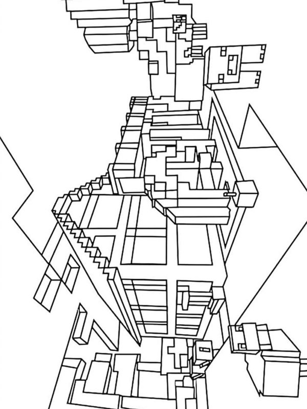 Minecraft house Colouring page