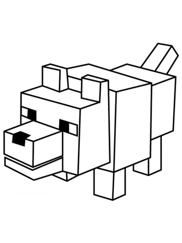 Minecraft Wolf Colouring page