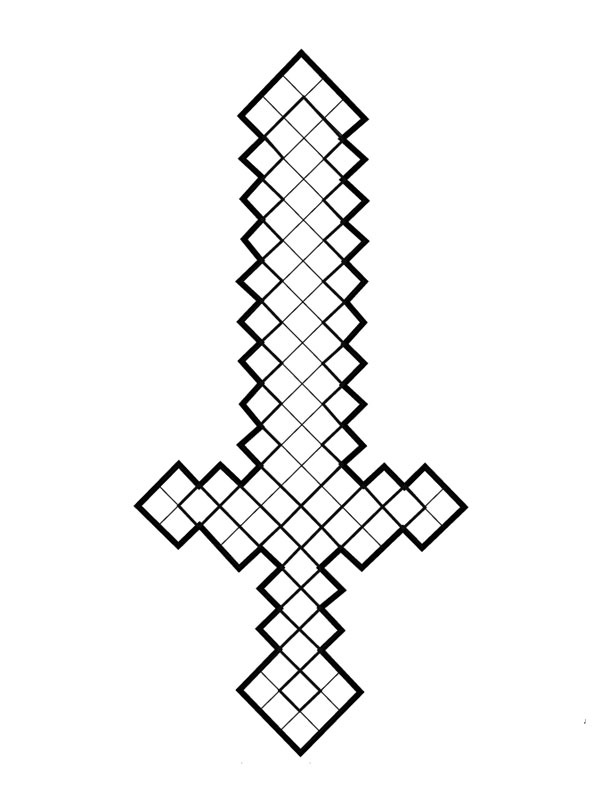 Minecraft sword Colouring page
