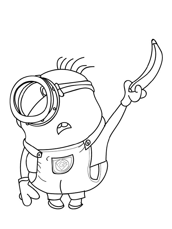 Minion with banana Colouring page