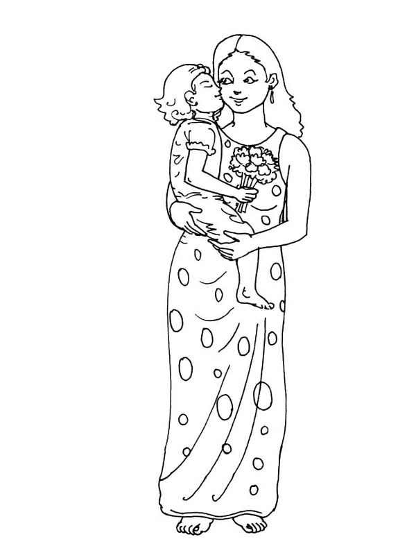Mother and daughter Colouring page