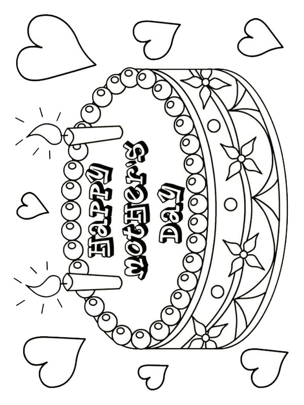 Mother's Day Cake Colouring page