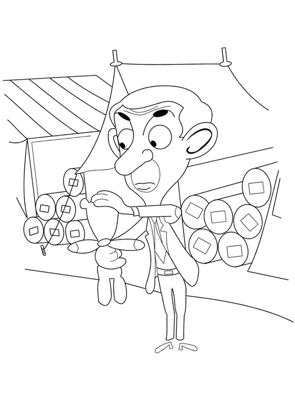 Mr Bean and Teddy Colouring page